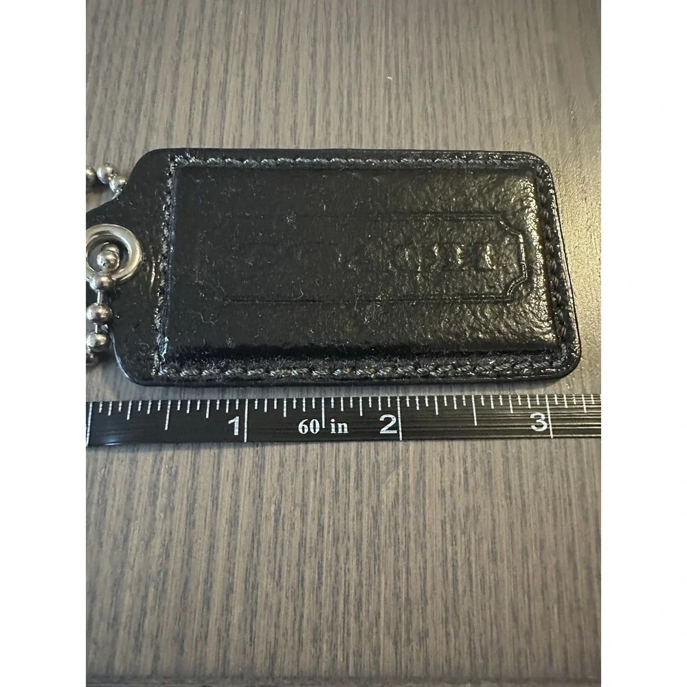 COACH Black Leather Silver Chain Replacement Purse Handbag Hang Tag Charm
